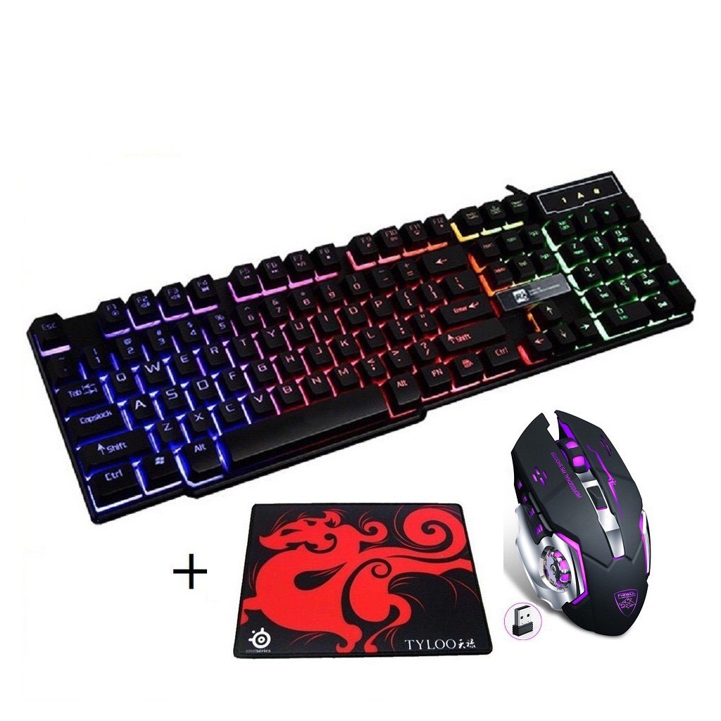 Combo Phím Giả Cơ Chuyên GAME, Bấm Bao Mượt, Độ Nhạy Cao, LED Phím 7 Màu, Hỗ trợ Anti-Ghosting