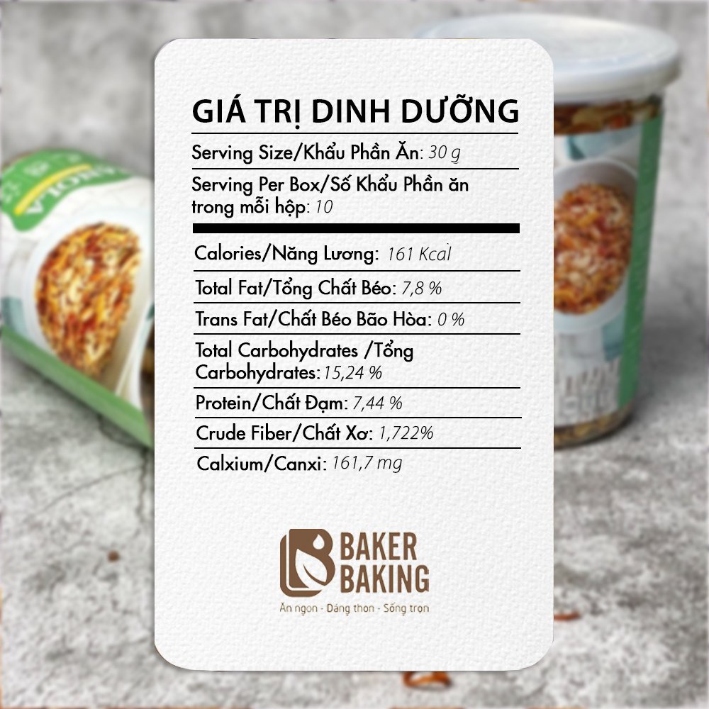 Granola đông trùng Baker Baking không đường, không chất bảo quản dành cho người ăn eatclean, tiểu đường 300g