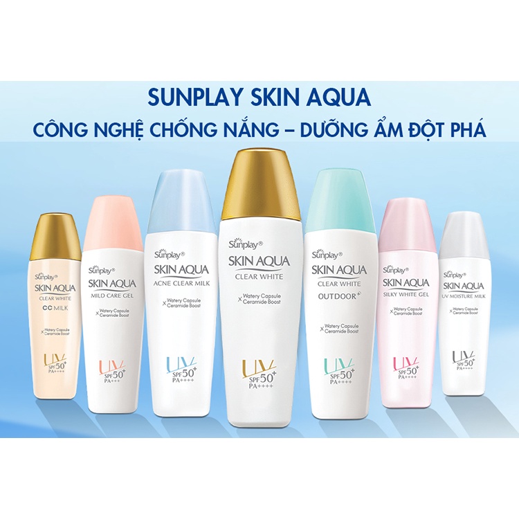 Kem Chống Nắng Sunplay Skin Aqua Nắp Vàng / Nắp Xanh / Nắp Trắng / Hồng Cho Da Mặt - Kcn Nhật Bản Dạng Sữa Gel NPP Dezy