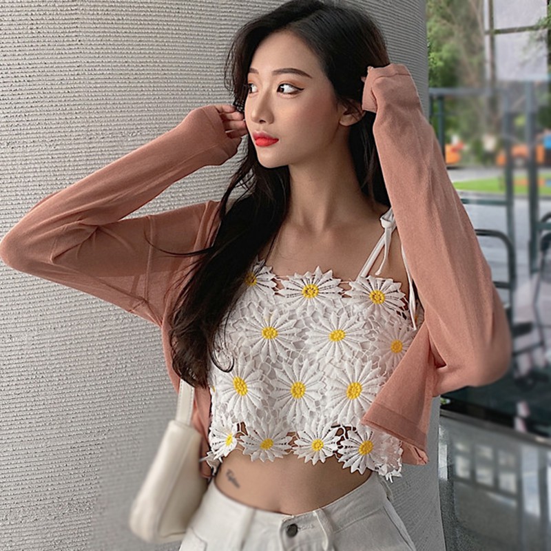 Summer Ladies Flower Lace Sexy Short Section Slim Camisole Beach Vest | BigBuy360 - bigbuy360.vn