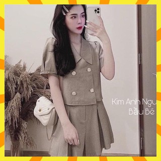 Set vest nâu cúc lêch cổ pitter - s85 mvp