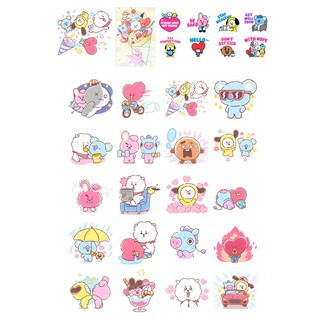 Bộ sticker nhãn dán BT21 BTS 2D dễ thương trang trí sổ tay, planner