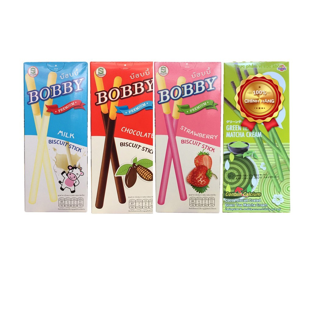 [Mã 77FMCGSALE1 giảm 10% đơn 250K] Bánh que socola , sữa, dâu BOBBY Hộp 18g - Thái Lan | BigBuy360 - bigbuy360.vn