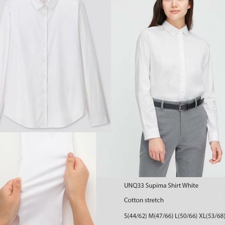 Áo Sơ Mi Trắng Đen Uniqlo Co Giãn Tốt Hợp Thời Trang