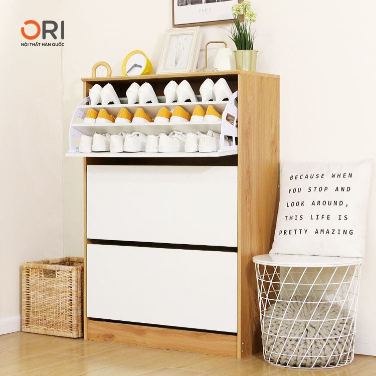 Tủ Giày Thông Minh Cánh Quạt Hiện Đại 3 Tầng Màu Trắng - SHOES CABINET - ORI NỘI THẤT HÀN QUỐC