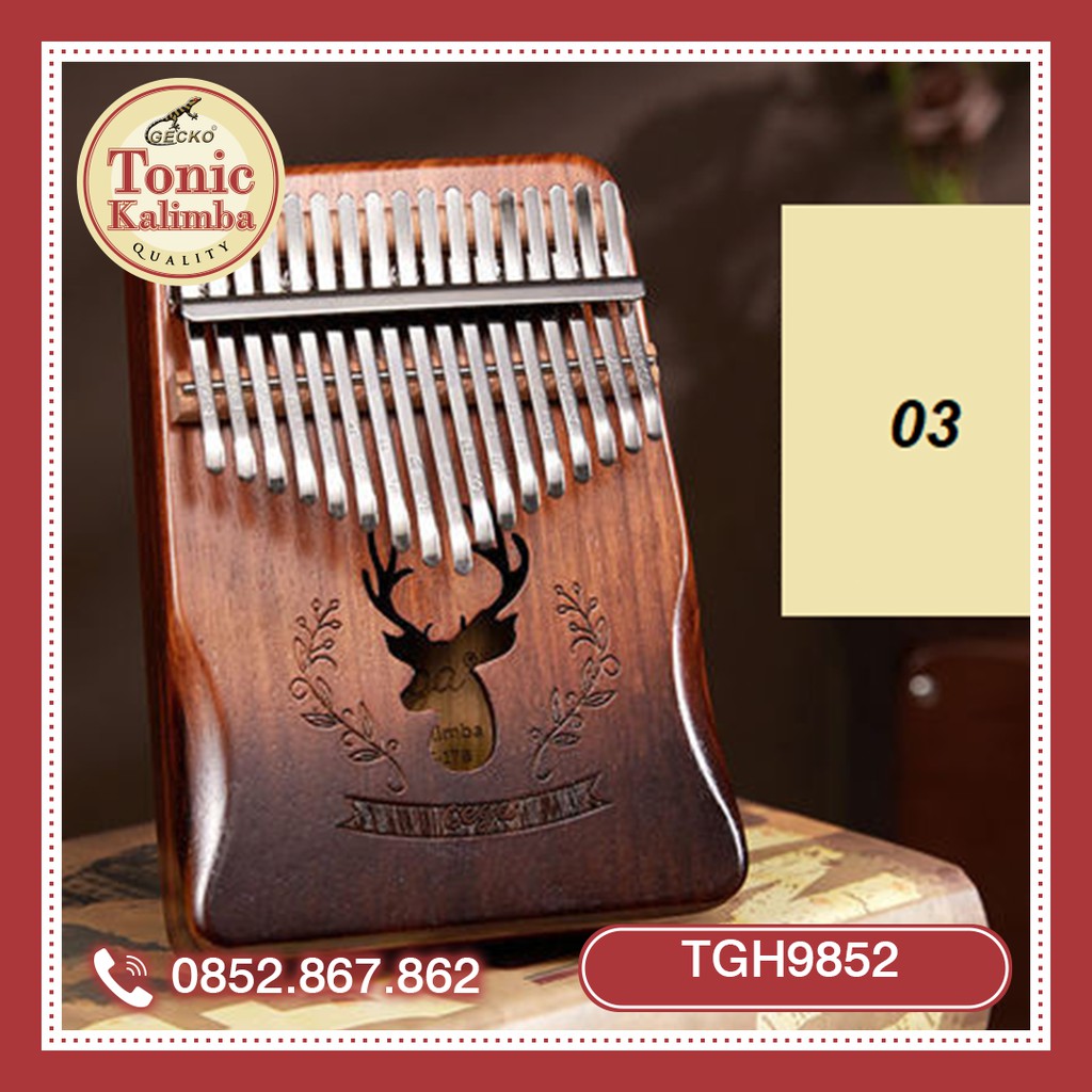 [CÓ SẴN] Bộ quà tặng đàn Kalimba gỗ mahogany 20 năm 17 phím Cega Cartoon TGH9852OKJ-0052