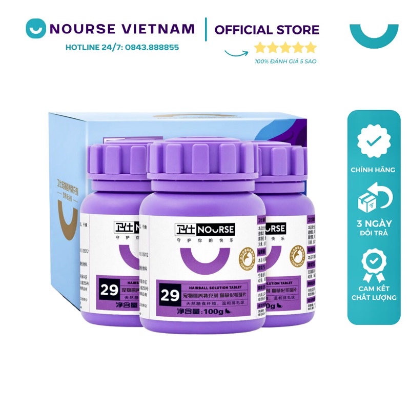 Nourse 29 Tiêu búi lông cho mèo nhuận tràng tăng đề kháng và ngừa tắc ruột NourseVietnam VN29