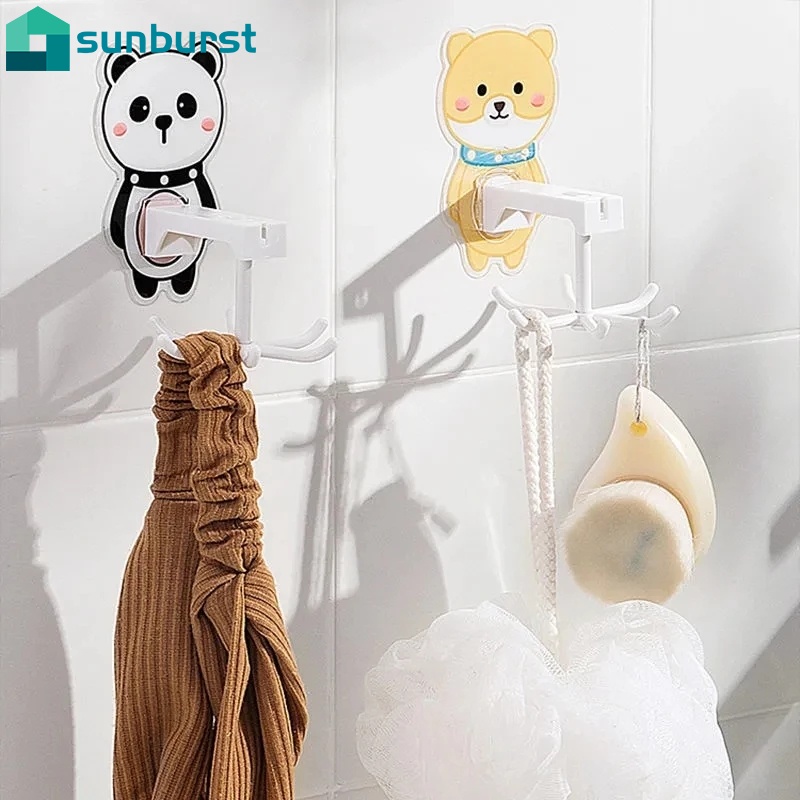 Móc Dán Tường Hình Hoạt Hình Xoay 360 Độ Tiện Dụng° Giá Treo Đồ 6 Móc Có Thể Xoay Được Cho Nhà Bếp Nhà Tắm Giá Đỡ