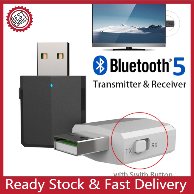 USB thu phát tín hiệu âm thanh mini kết nối Bluetooth 5.0 cổng AUX 3.5mm có công tắc dùng trong xe hơi