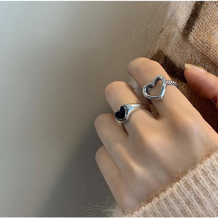 Nhẫn Bạc Thời Trang Hình Trái Tim Nhỏ Giọt Nước Cho Nữ