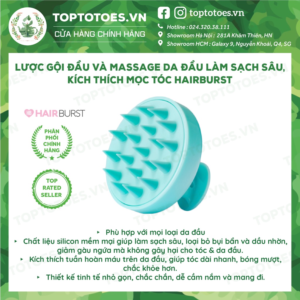 Lược gội đầu và massage da đầu giúp làm sạch sâu, kích thích mọc tóc Hairburst [NHẬP KHẨU CHÍNH HÃNG 100%]