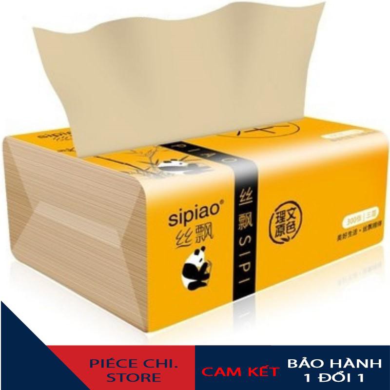 Bịch giấy ăn cao cấp gấu trúc Sipiao siêu dai loại 300 tờ/gói - Khăn giấy Sipao kích thước 175x120x3mm