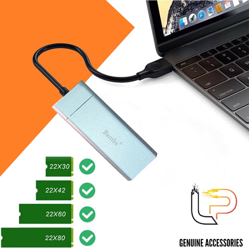 BOX SSD M2 NVME RA USB 3.0 BAMBA - VỎ NHÔM + MÀU ĐEN - HỘP ĐỰNG Ổ CỨNG SSD M2 NVME BAMBA