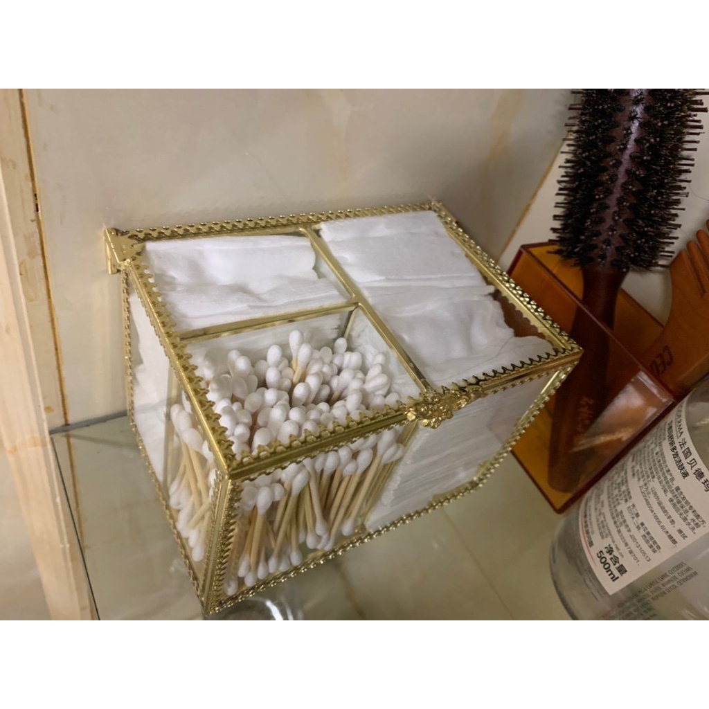 Hộp đựng tăm bông viền kim loại