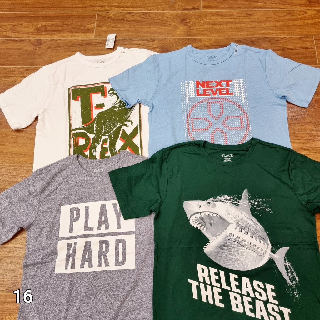 Áo Phông Cộc Tay bé Trai Size Đại 10,14,16Tuổi Xuất Dư Cotton Mềm Mịn Hippo House