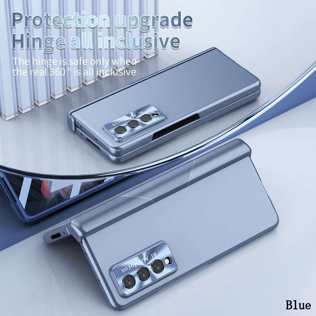 Ốp Điện Thoại Mặt Kính Nhám Chống Sốc Kèm Ngăn Đựng Bút Cho Samsung Galaxy Z Fold 5 Z Fold 4 Fold 3