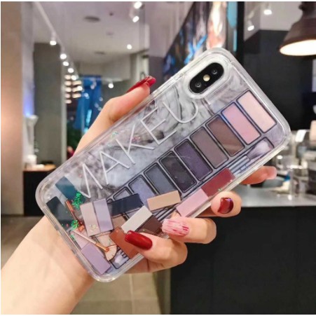 Ốp Điện Thoại Kim Tuyến Nước Hình Bảng Phấn Mắt Trang Điểm Cho Iphone 12 11 Pro Xs Max Xr Xs X 7 8 6 6s Plus
