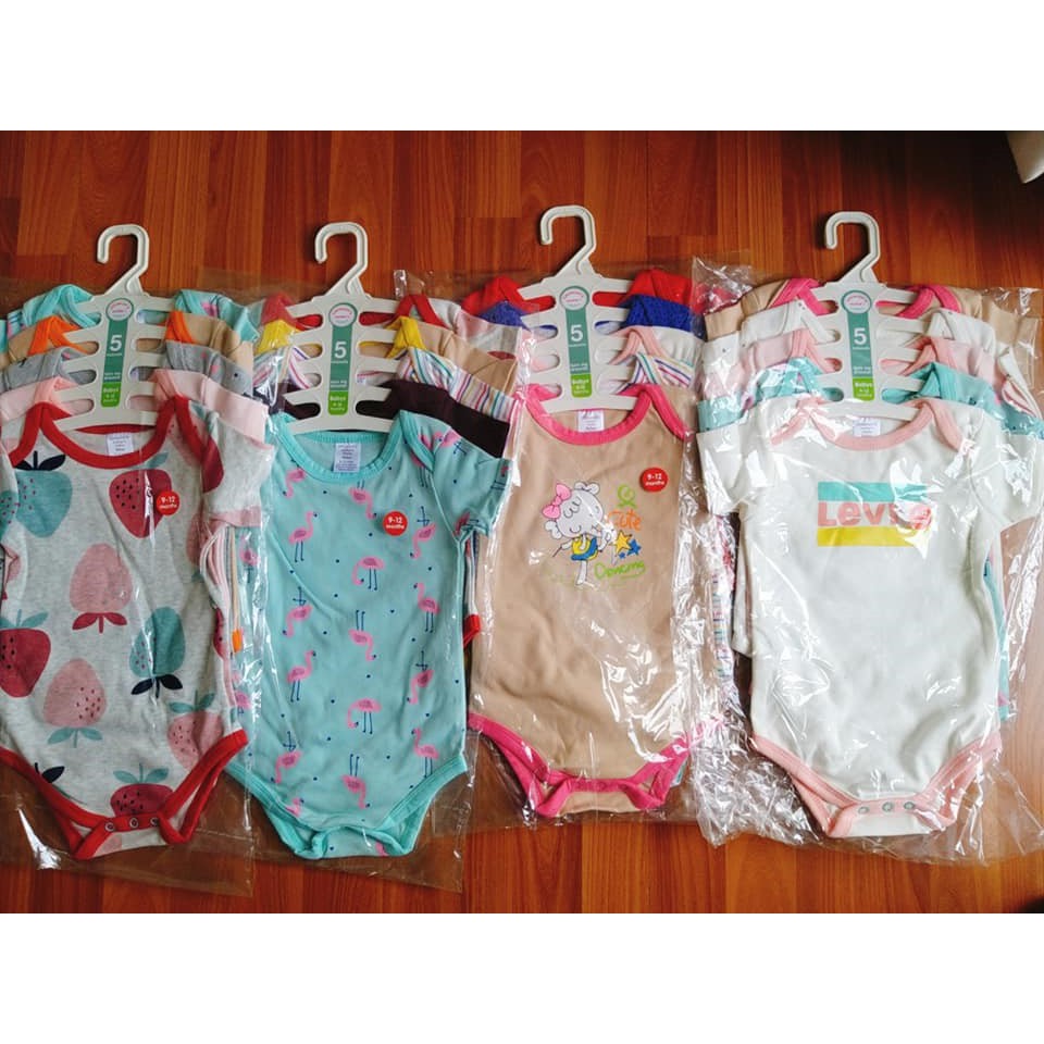 Set 5 bộ body suit tay ngắn tam giác cho bé Trai 2kg - 11kg - áo liền quần, body suit, sleep suit, body ngắn tay