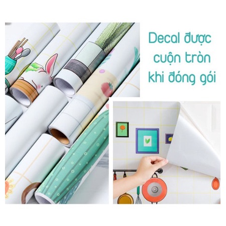 Cuộn 2m decal giấy dán bếp/dán tường trang trí nhà khổ 0.6m sẵn keo dán phía sau (nhiều mẫu hiện đại)