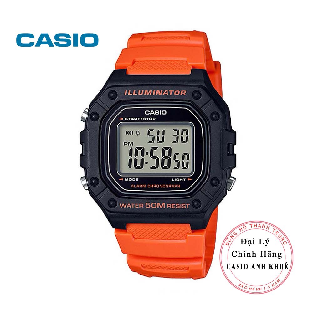 Đồng hồ điện tử nam Casio W-218H-4B2VDF dây nhựa