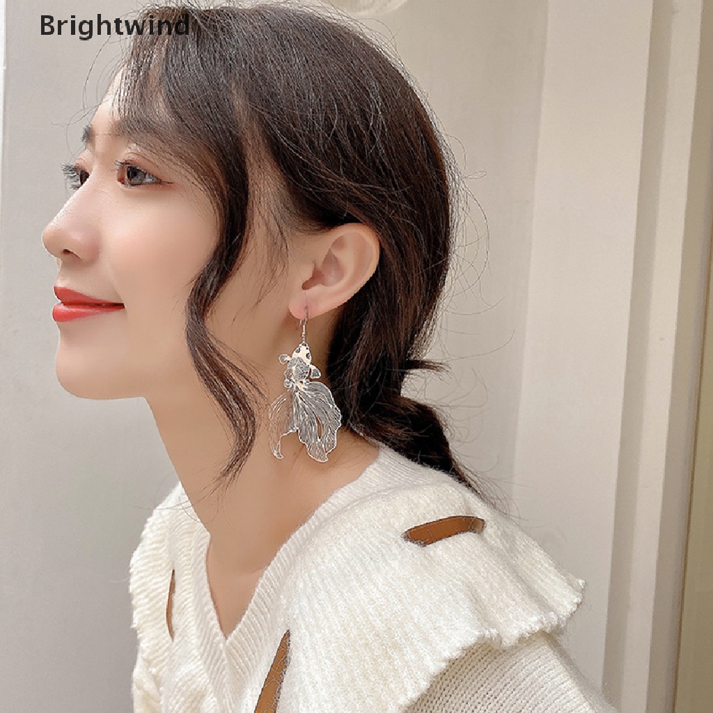 [Brightwind] Fashion Koi Earrings Pendant Hollow Goldfish Drop Earring for Women Gift Jewelry Hot Sell