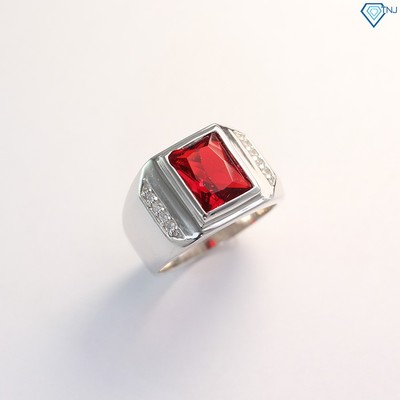 Nhẫn bạc nam mặt đá đỏ sang trọng NNA0047 Trang Sức TNJ
