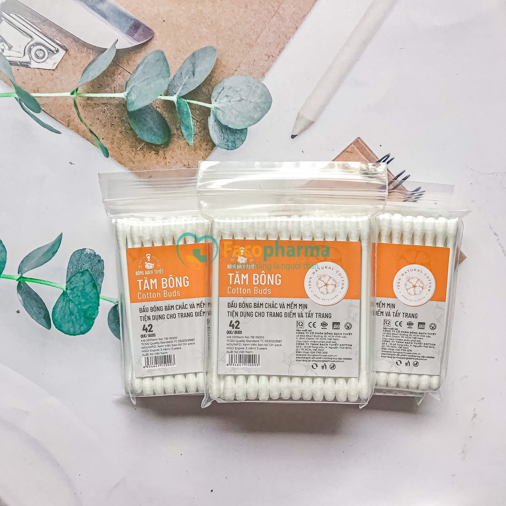 Tăm bông người lớn Cotton Buds Bông Bạch Tuyết mềm mịn tiện dụng cho trang điểm và tẩy trang