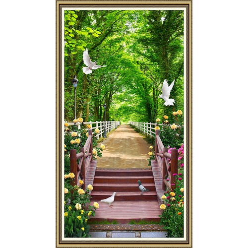 Tranh dán tường VTC Thiên nhiên khổ dọc nhiều mẫu LV-0051K Kim sa nhiều kích thước