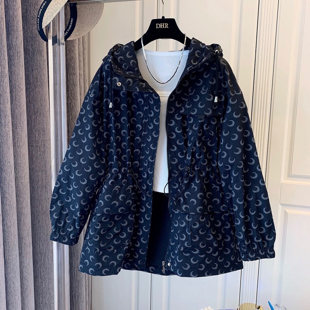 Áo Khoác Dáng Rộng In Họa Tiết Mặt Trăng Phong Cách Hàn Quốc Thời Trang Xuân Hè Xinh Xắn Cho