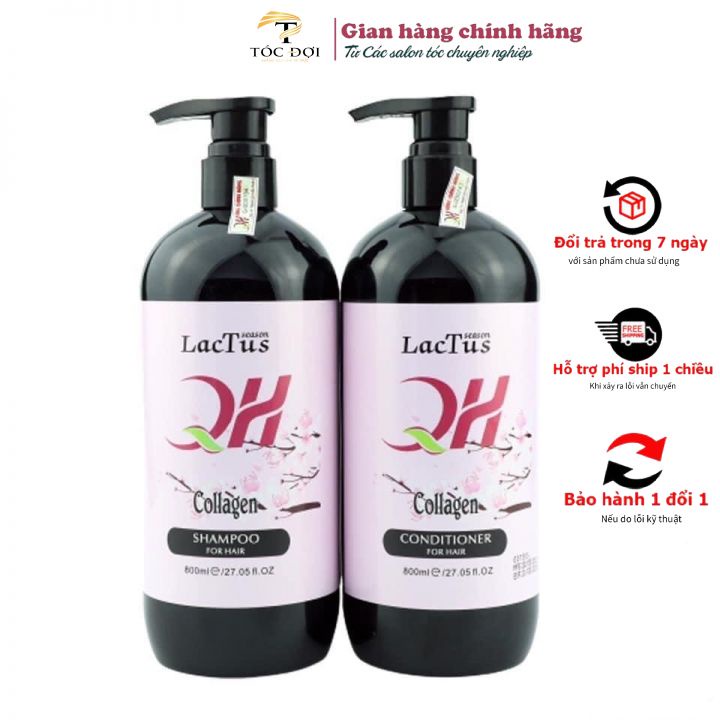 Dầu gội xả ngăn rụng tóc QH Lactus season collagen, ngăn gàu phục hồi tóc hư tổn 800ml- TÓC ĐỢI HAIR SALON