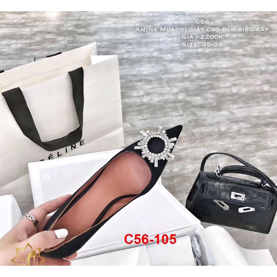 C56-105 Amina Muaddi giày cao 8cm siêu cấp