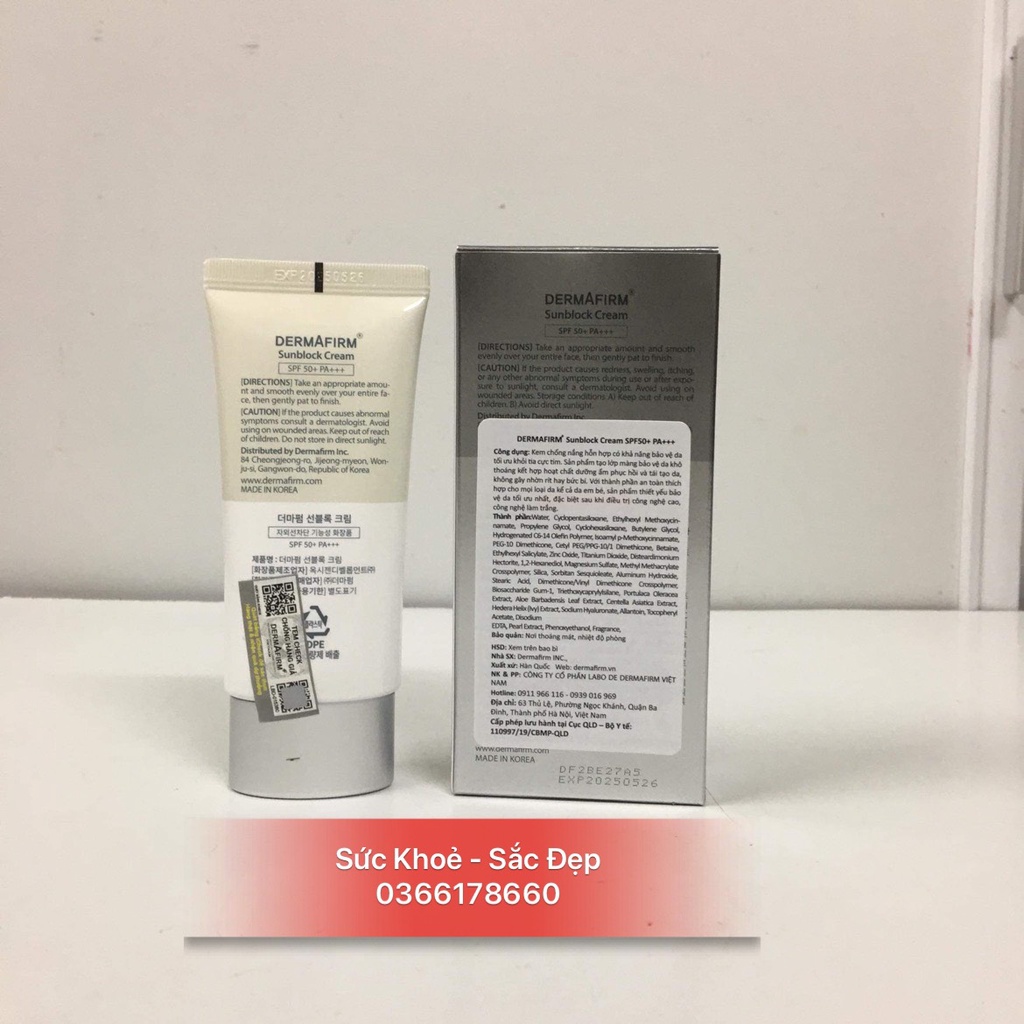 Kem chống nắng Dermafirm Sunblock Cream spf50+pa+++ cho mọi loại da da
