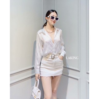 [KÈM ẢNH THẬT 100%+ VIDEO]Áo sơ mi lụa họa tiết CC sang chảnh