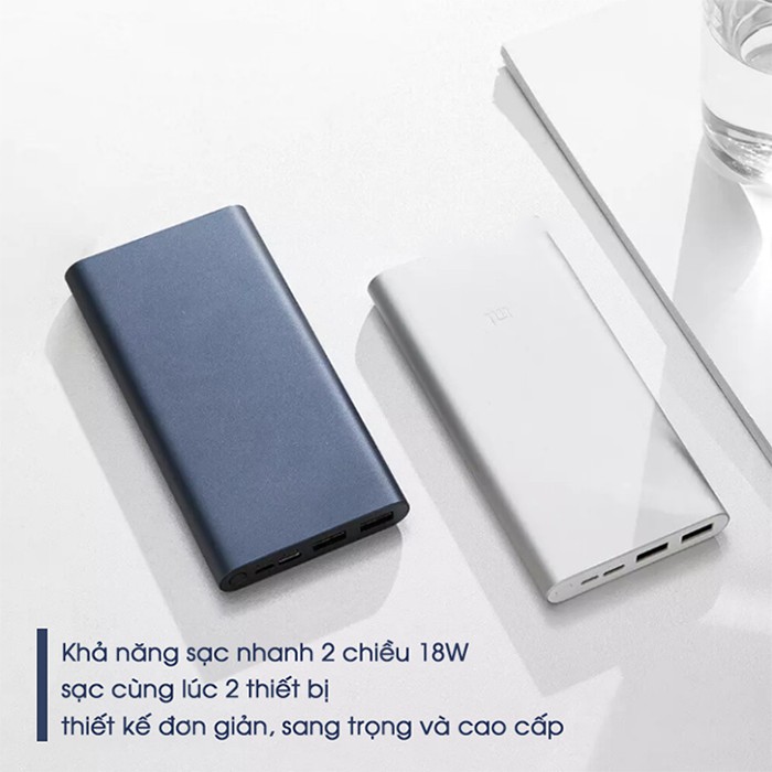 Pin dự phòng Mi Gen 3 Sạc Không Dây dung lượng 10000mah, sạc siêu nhanh, an toàn cho pin điện thoại