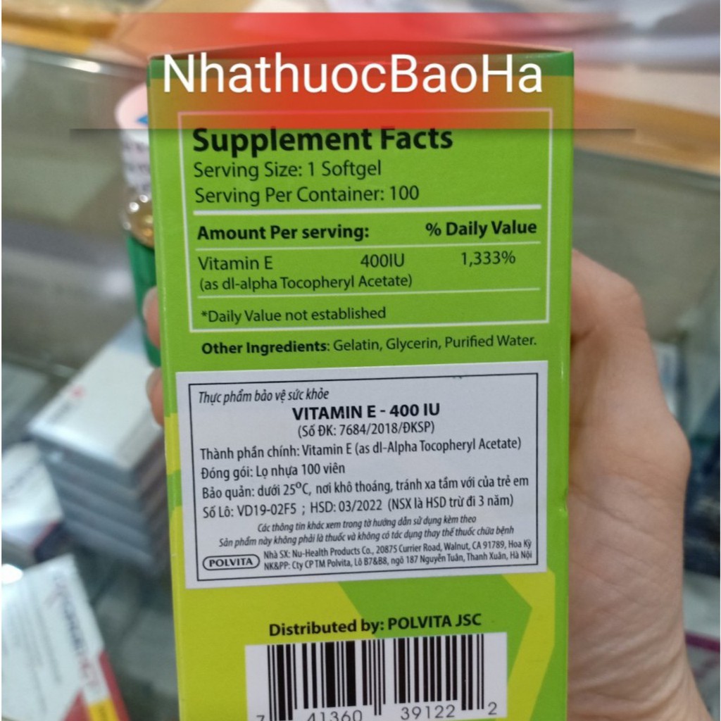 Viên uống VITAMIN E 400IU của MỸ hỗ trợ đẹp da,xóa nhăn