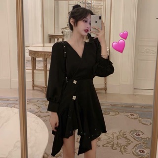 (Order) VÁY LỤA VẠT CHÉO ĐÍNH NÚT (ảnh thật)