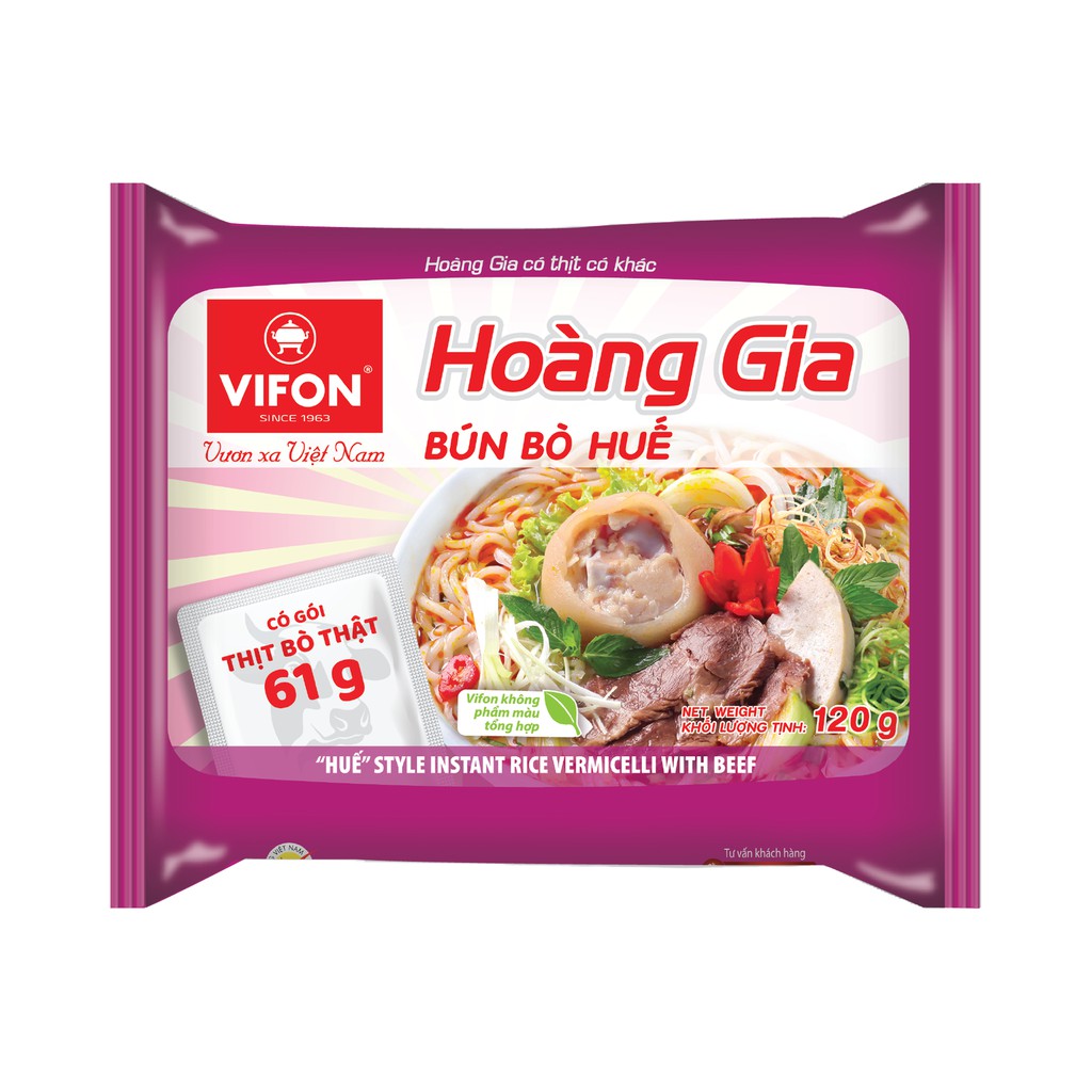 Thùng 18 Gói Bún Bò Huế Hoàng Gia Có Túi Thịt Thật VIFON 120g/Gói | BigBuy360 - bigbuy360.vn