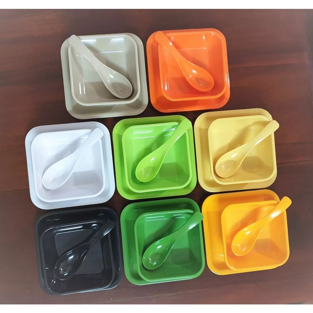 Tô, dĩa, muỗng đựng chè,sữa chua,trái cây,bánh Plan nhựa Melamine nhiều màu
