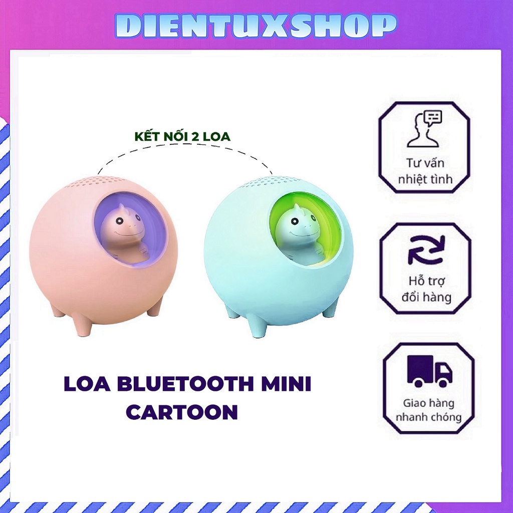 Loa bluetooth nghe nhạc mini kiêm đèn ngủ Cartoon hình con vật dễ thương kết nối 2 loa hỗ trợ thẻ nhớ TF