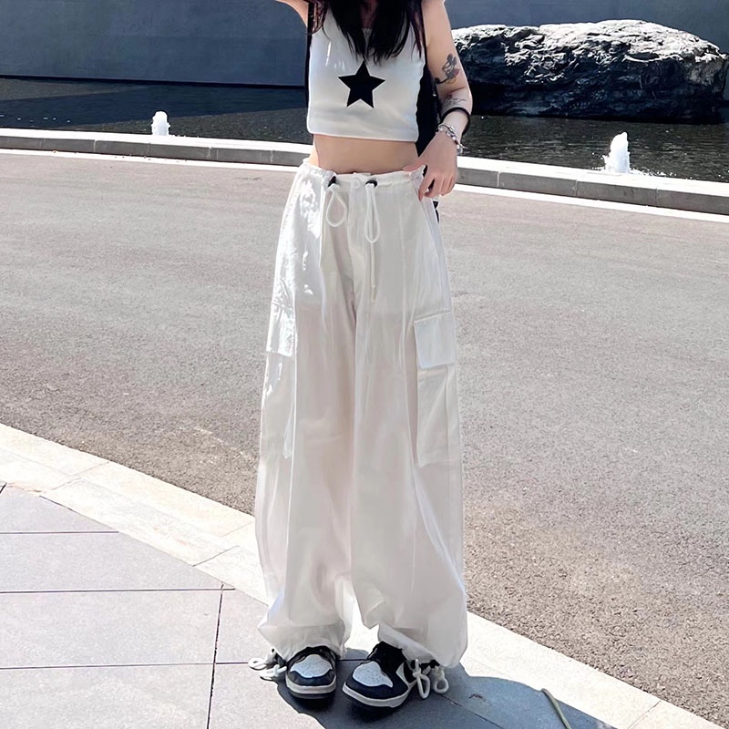 「MANSA」Quần Dài Lưng Cao Ống Rộng Dáng Suông Kiểu Retro Hàn Quốc Thời Trang Công Sở Cho Nữ