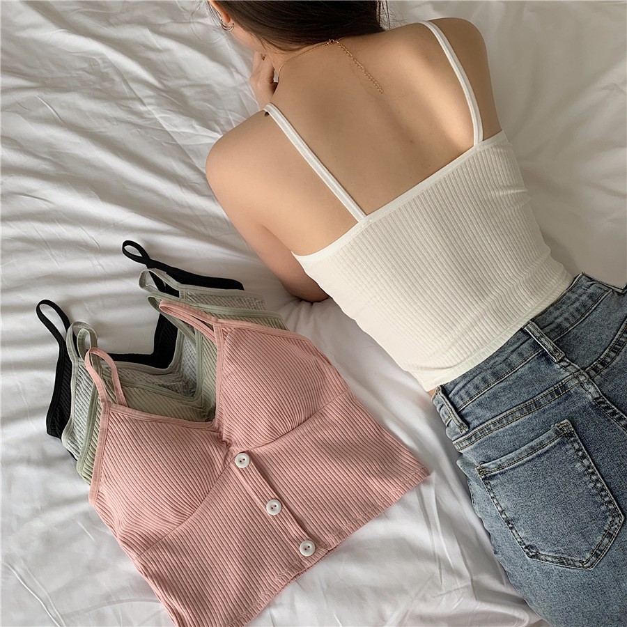 Áo 2 Dây Thun Co Giãn Có Mút Mỏng Nâng Ngực Nhẹ, Dùng Mặc Áo Lót Trong Phối Cùng Áo Vest Hoặc Mặc Đi Biển | BigBuy360 - bigbuy360.vn