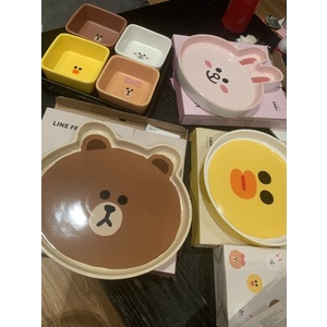 LINE FRIENDS đĩa sâu gốm sứ cao cấp thức ăn phương tây Đĩa bít tết dễ thương
