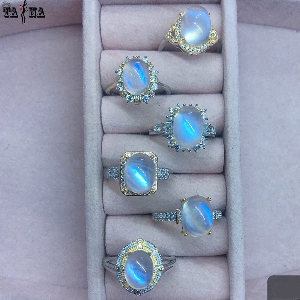 Nhẫn bạc đính đá mặt trăng (Moonstone) hợp mệnh Kim, Thủy