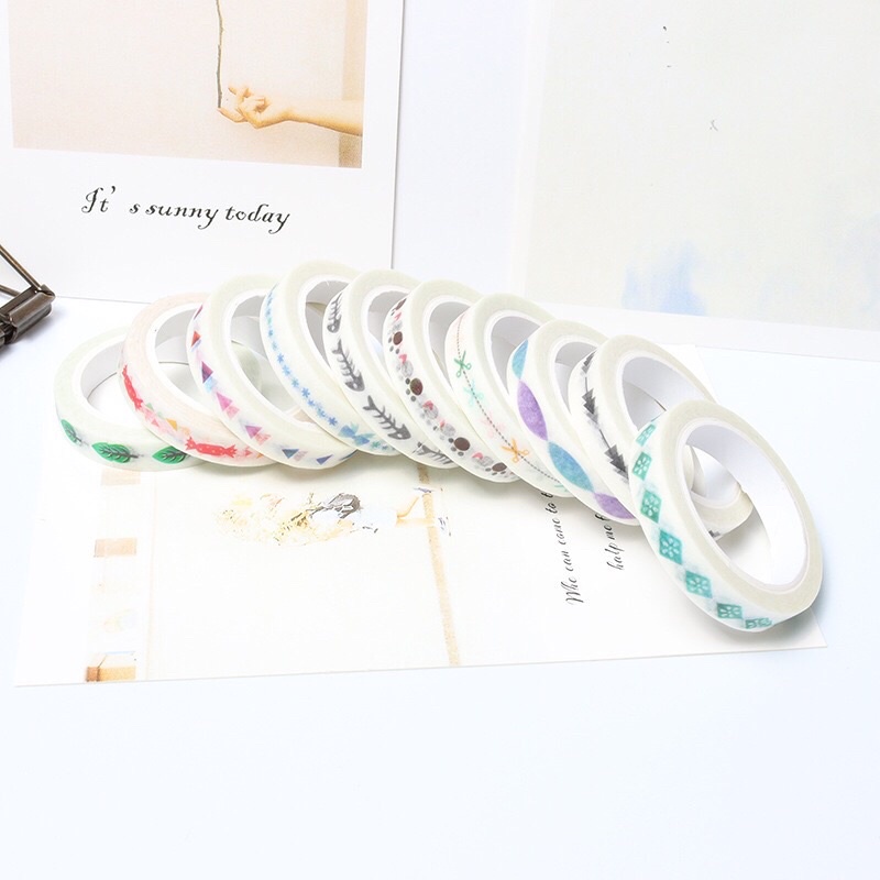 Z0668 (chọn Màu 20 Mẫu) Băng Keo Trang Trí Washi Tape 8m Diy Dễ Thương Bukao