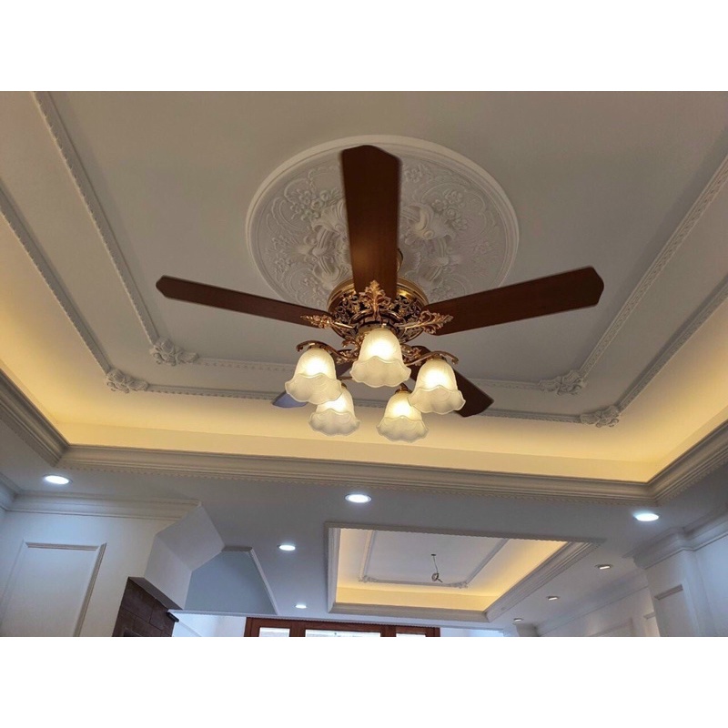Quạt Trần Đèn 5 Cánh gỗ hàng cao cấp-Tăng kèm bóng led tiết kiệm điện