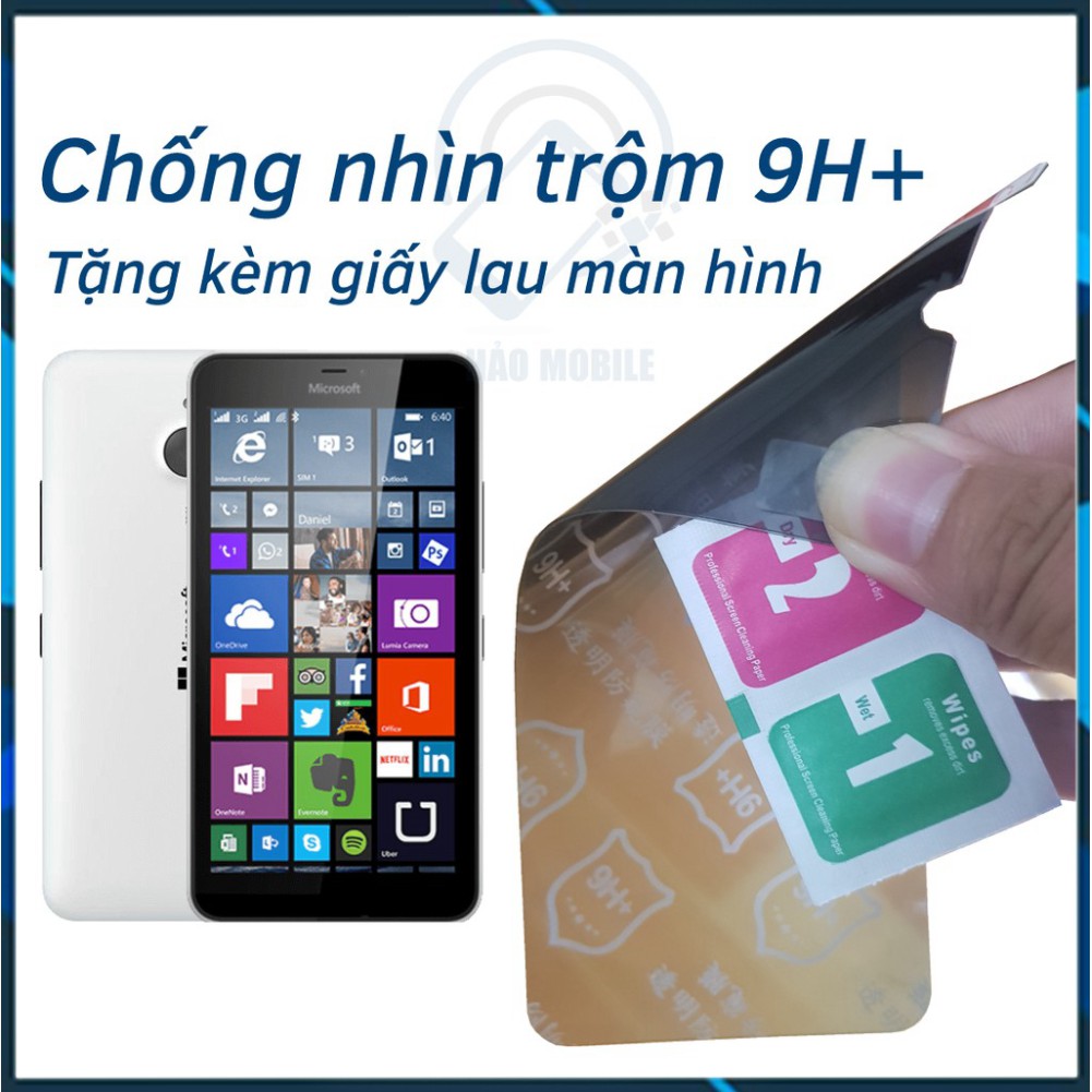 Dán chống nhìn trộm Nokia 640 XL - Dán cường lực dẻo nano 9H+