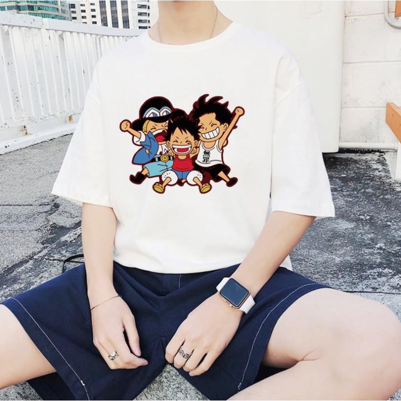 Áo phông unisex tay lỡ Anh Em One Piece ASL tee phông basic áo thun 360 form rộng tay lỡ trắng đủ size S- XXL ༴