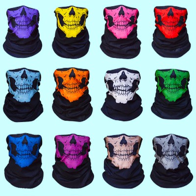 Khăn Đa Năng Hình Đầu Lâu Xương Xanh Gradient Grafity Vải Lanh Thoáng Mát co giãn