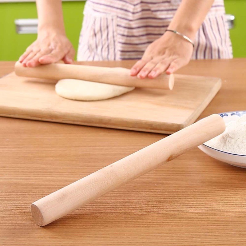 Cây/cán lăn bột làm bánh bằng gỗ dài 27cm