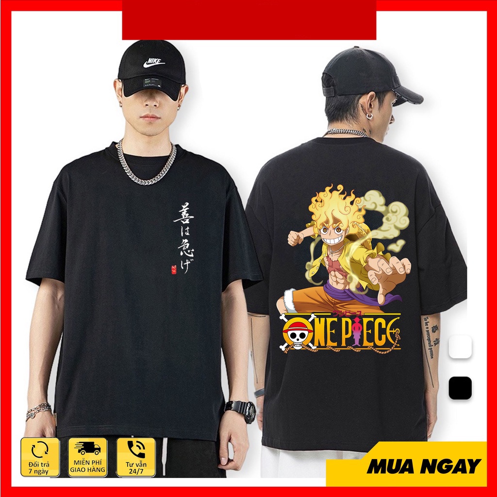 NEW BST Áo One Piece, Áo Luffy Gear 5 siêu chất màu đen, trắng cộc tay giá rẻ